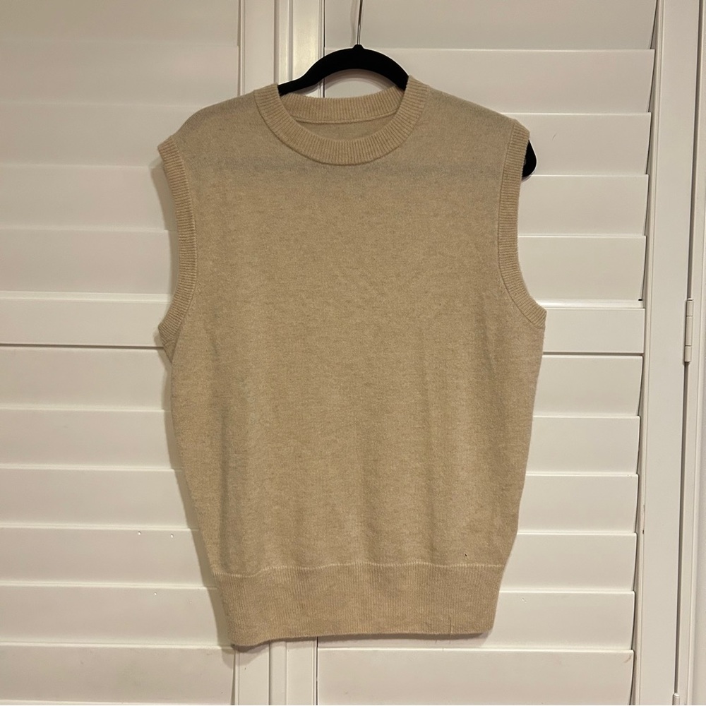 Anine Bing Ronan Cashmere Sweater Sleeveless Cream Size Small - Picture 3 of 6